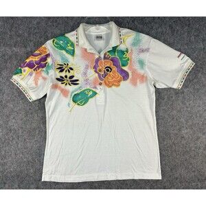 Vintage Pebble Beach Golf Polo Shirt M Floral Flowers